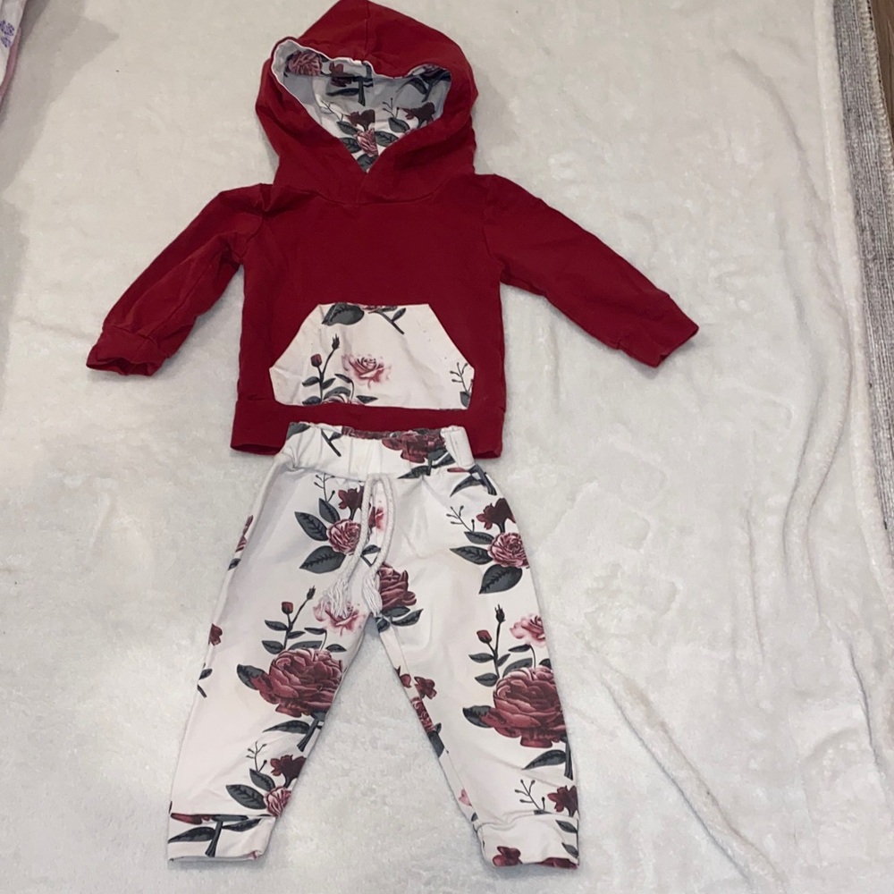 Red and White Floral Kids Bottoms